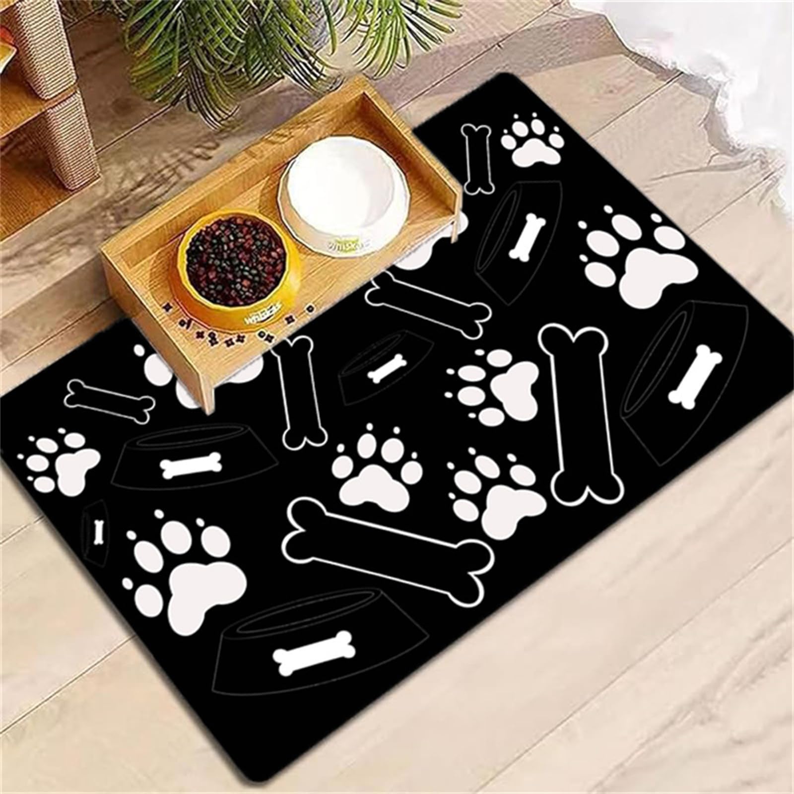 Hixingo Pet Food Mat, Absorbent Quick Dry Pet Feeding Mat with Non-Slip Rubber Backed, No Stains Dog Cat Placemat Dog Bowl Food and Water Bowl for Messy Drinkers Floors -0050 (White,30x40cm)