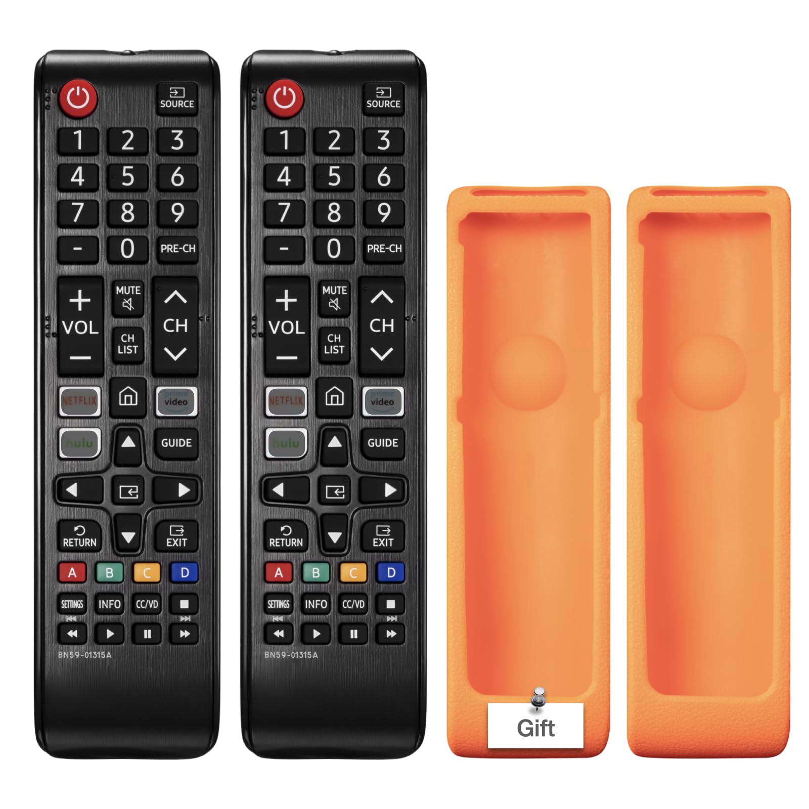 Paquete de 2 controles remotos universales para todos los televisores Samsung BN59-01315A de repuesto para todos los televisores inteligentes Samsung LCD LED, HDTV 3D con botones Hulu Netflix