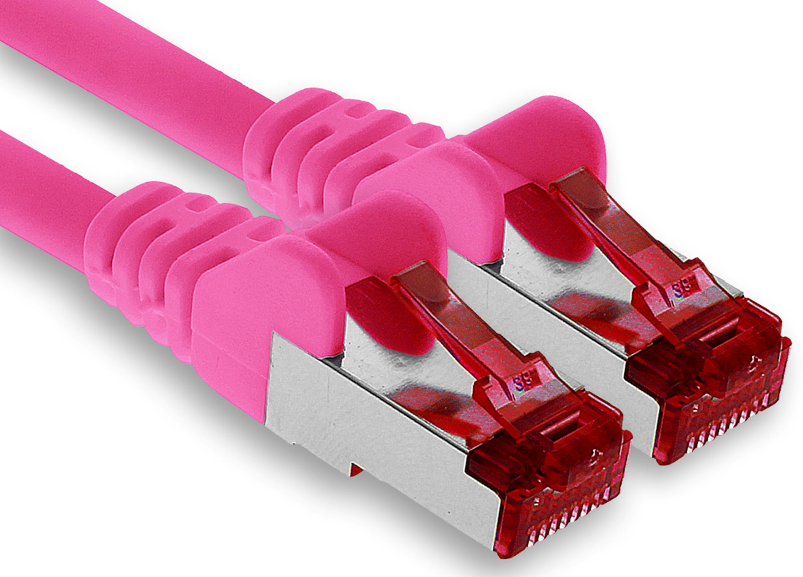 1aTTack.de - 1x 7,5m CAT6 Patchkabel S/FTP PIMF Schirmung CAT.6 RJ45 Netzwerkkabel Ethernetkabel DSL LAN Router Switch Modem Patchfeld -magenta - 1 Stück