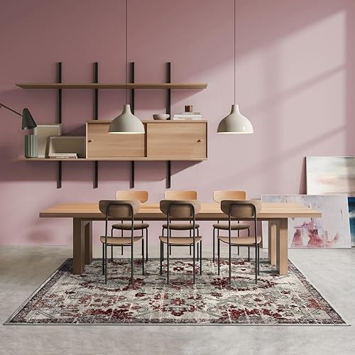 Miniatura 8 de LUXE WEAVERS Alfombra oriental floral roja envejecida 5x7