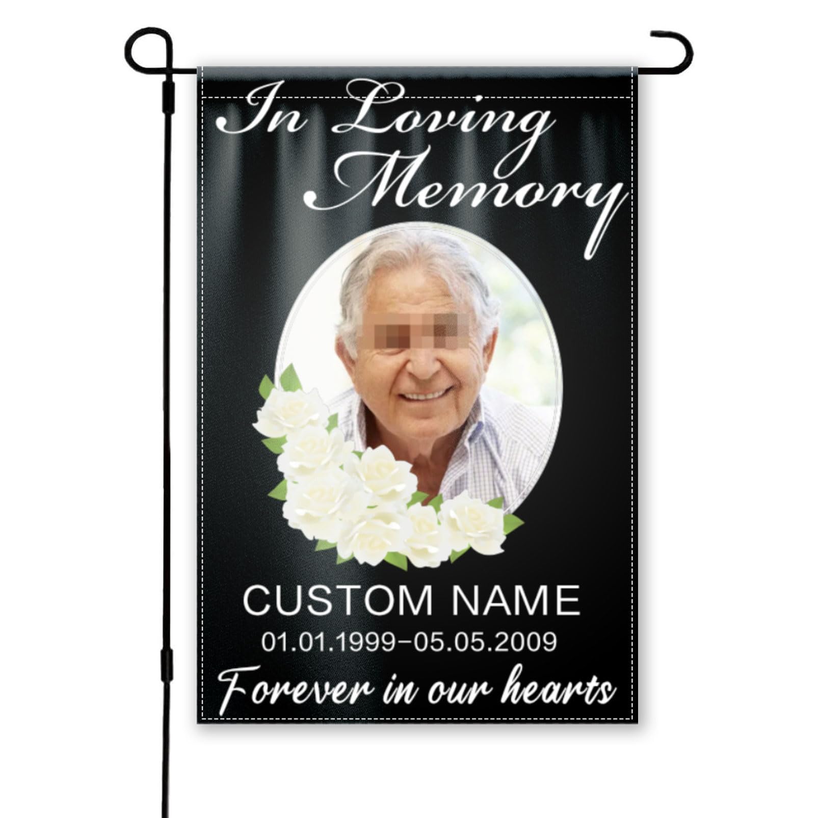 Dicodes Personalized Double Sides Memorial Flag with Photo Custom Garden Flag in Loving Memory Garden Flags for Outdoor Yard Home Cemetery Farmhouse