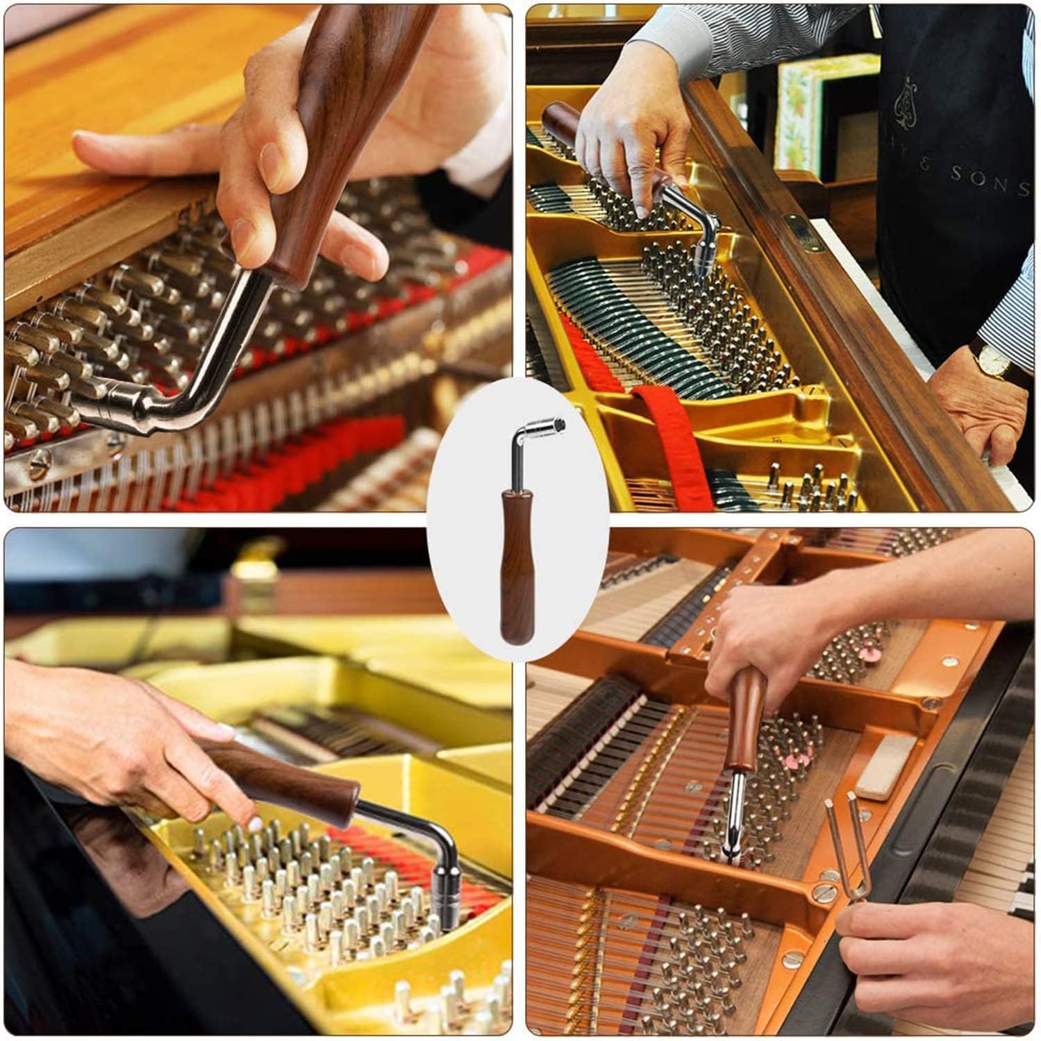 Piano Tuning Kit, CUGLB Professional Piano Tuner Kit Including Tuning Wrench Hammer, Temperament Strip, Mute Set, DIY Fixing Set (8 pcs in Pack)