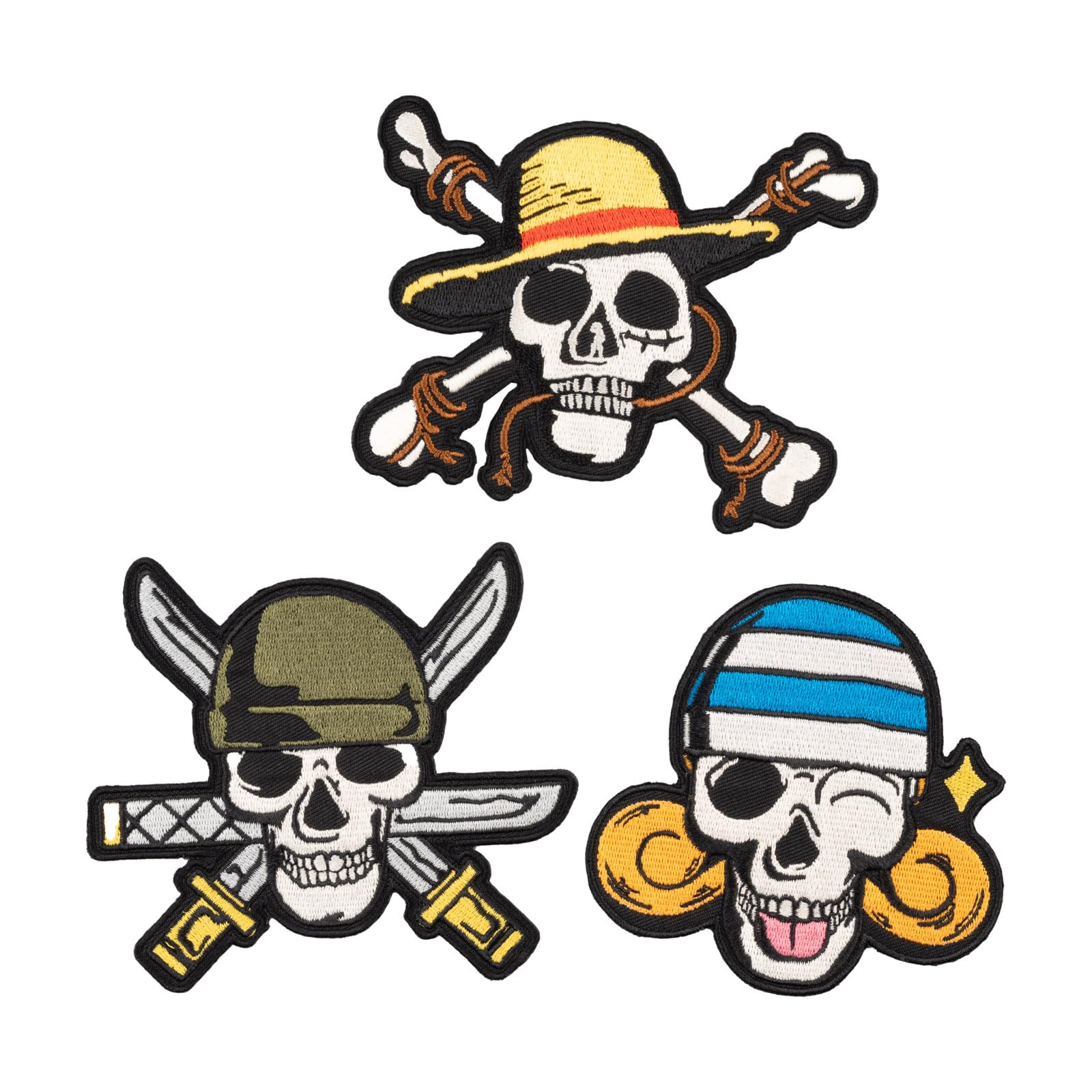 Grupo Erik Patches zum Aufbügeln Bügelbilder für Textilien One Piece Netflix Set 3 Bügelflicken Aufnäher Erwachsene Anime Manga One Piece Geschenke Merch