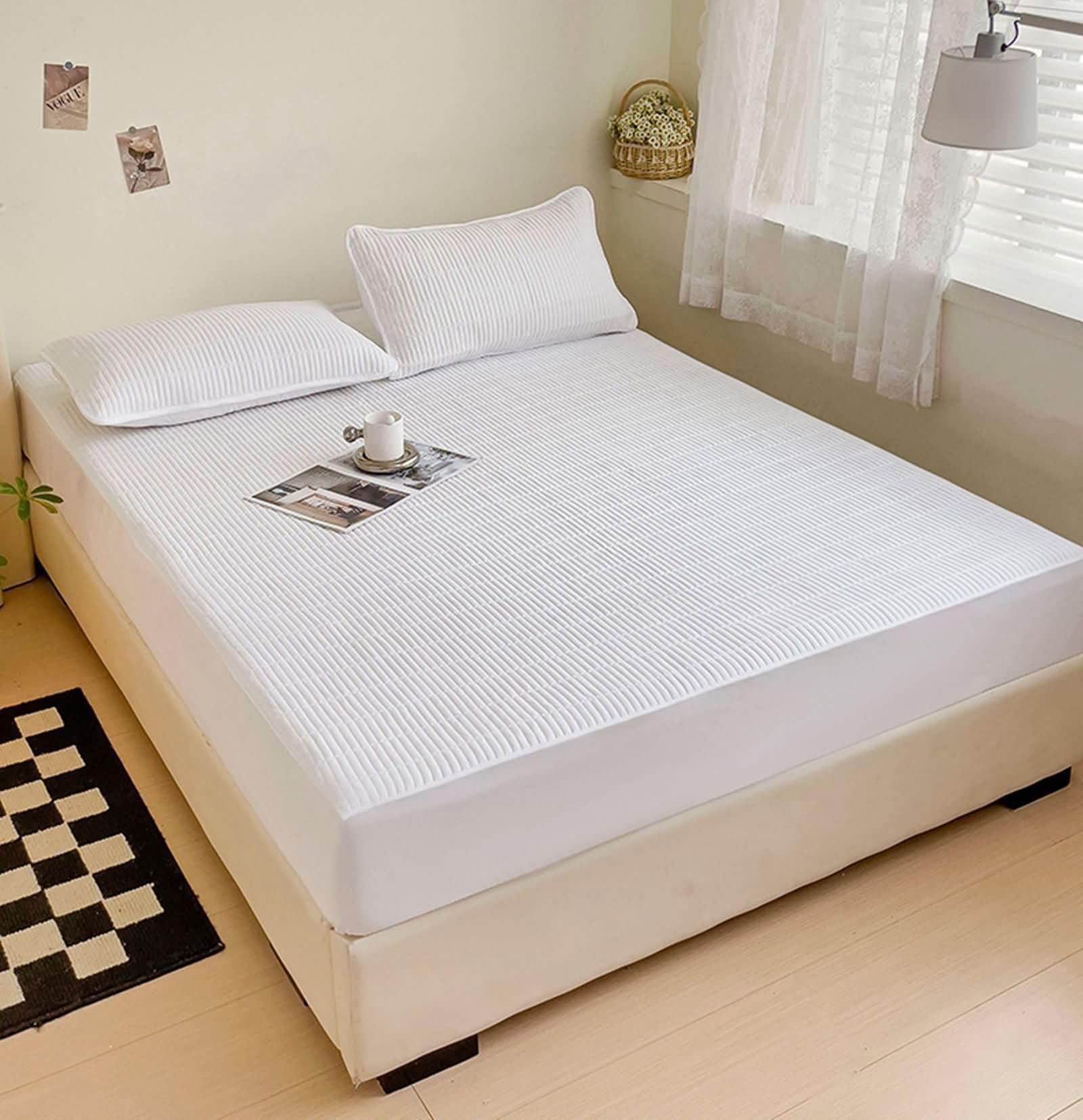 Lenzuola Cotone Singolo con Angoli, Tinta Unita, 120 x 200 CM, Bianco