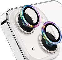 Vista 17 de Compatible con iPhone 14 y 14 Plus, protector de lente de cámara antiarañazos, protector de pantalla de vidrio templado 9H, anillo de cámara a Negro