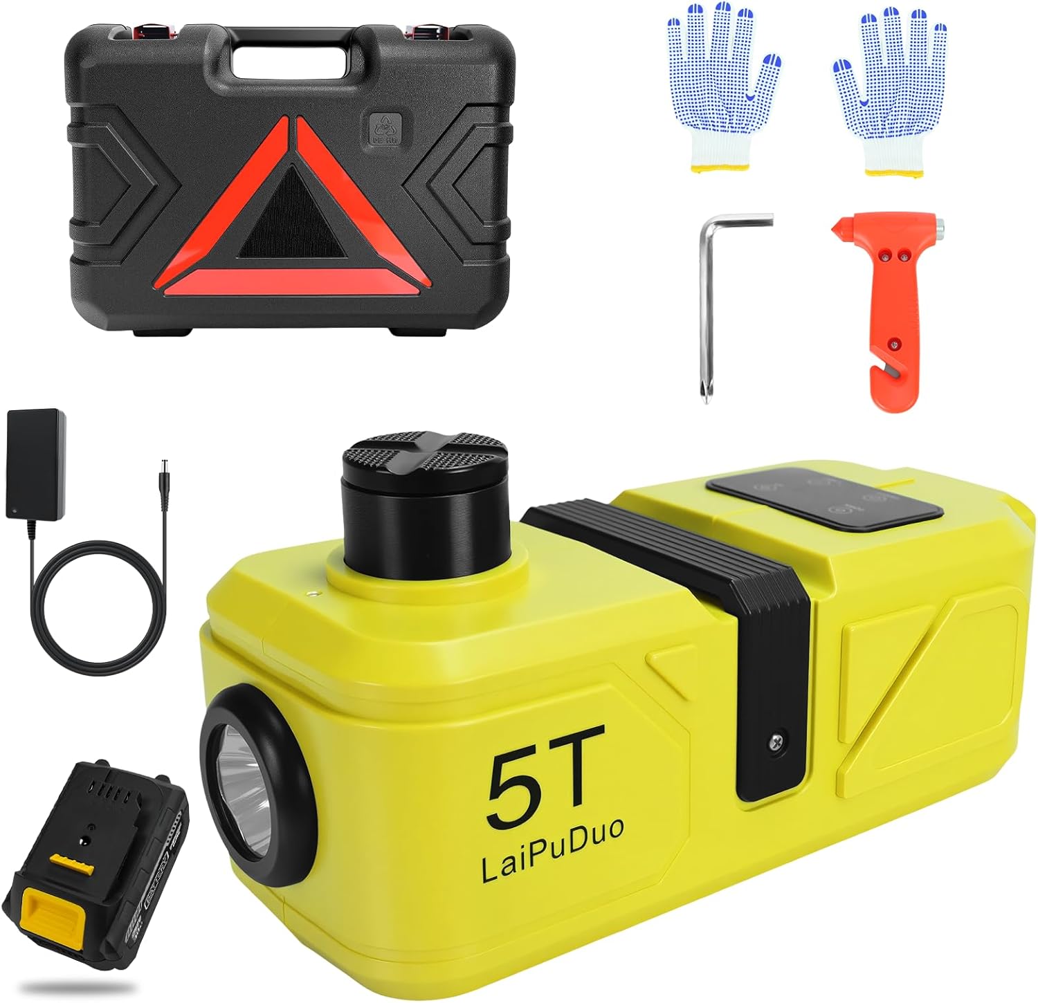 Cordless Electric Car Jack for Dewalt 20v Battery, 5 Ton Hydraulic Jack with LED Light(Lifting Range: 6.1"~17.7"), 3000mah Battery Portable Car Jacks for SUV Sedans Change Tires Garage Repair