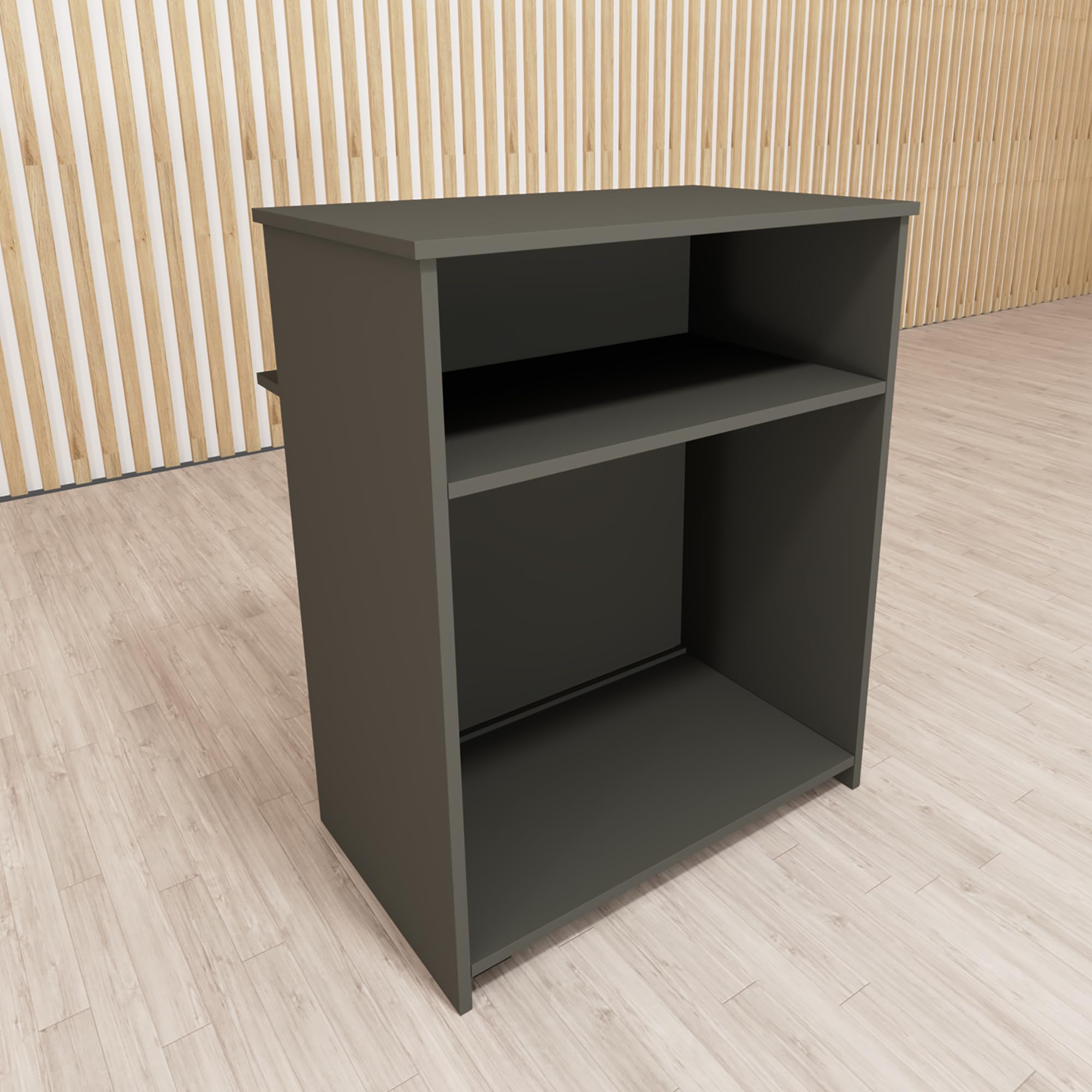 Henor Mostrador de Recepción EGA. 82 x 50/65 x 102 cm. Mueble de Atención al Cliente para Oficina, Tienda, Clínica o Salón Fabricado en España Grafito.
