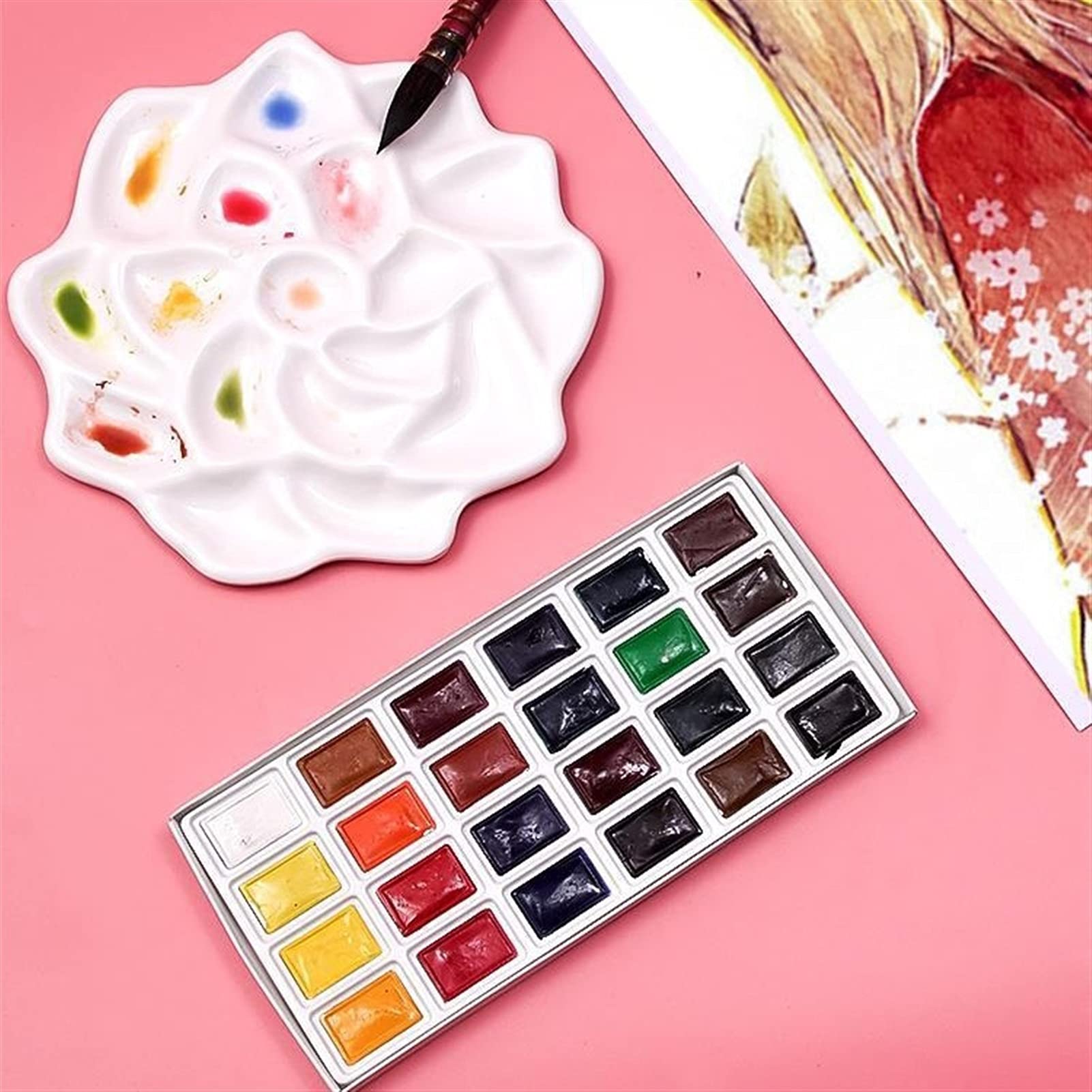 paleta akwarelowa paleta Rose Shape Paint Palette Artist 8” tacka na farby gwaszowe akrylowe olejne