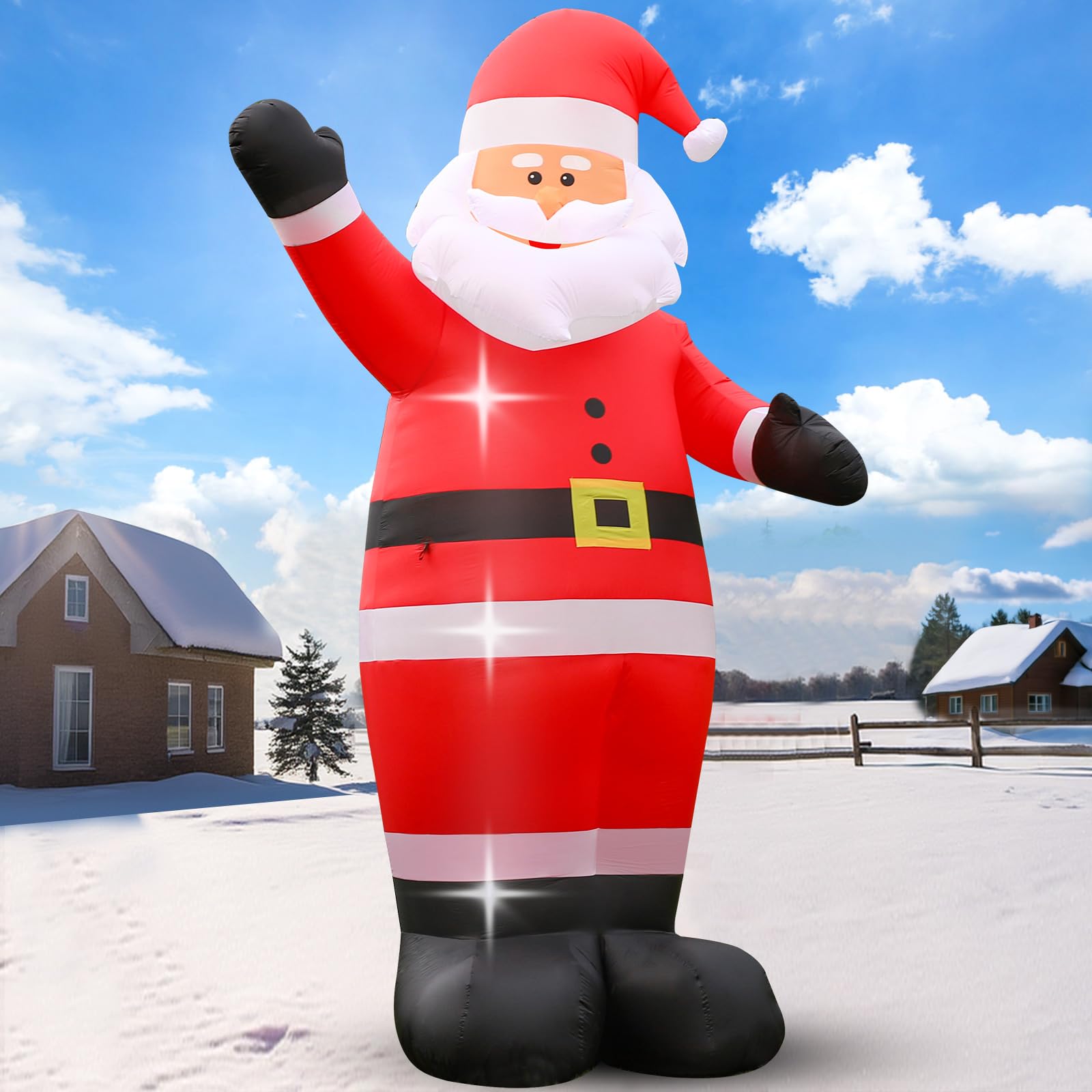 Aufblasbarer Weihnachtsmann 3.6 m mit LED Beleuchtung, riesige Weihnachtsdeko Außen, große Weihnachtsfigur mit Geschenkboxen, wetterfest & windstabil, Outdoor Weihnachtsbeleuchtung für Garten, Eingang