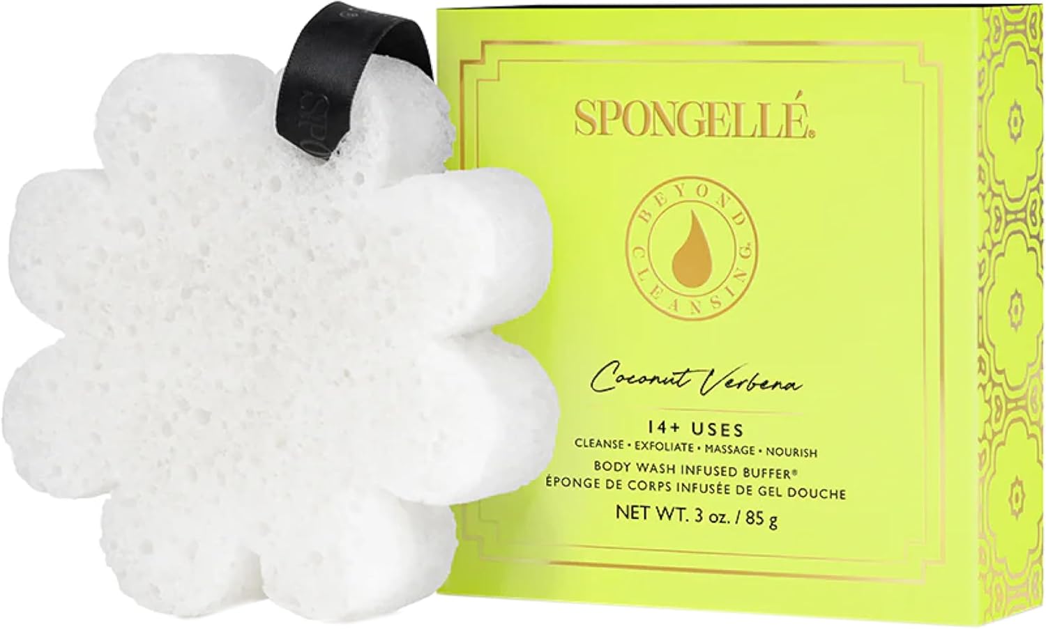 Spongelle Coconut Verbena Wild Flower Buffer Body Scrubber with Box | Bath & Shower Loofah for Women | Exfoliator with Body Wash Infused | 14+ uses Spongelle Coconut Verbena Wild Flower Buffer Body Scrubber with Box | Bath & Shower Loofah for Women | Exfoliator with Body Wash Infused | 14+ uses