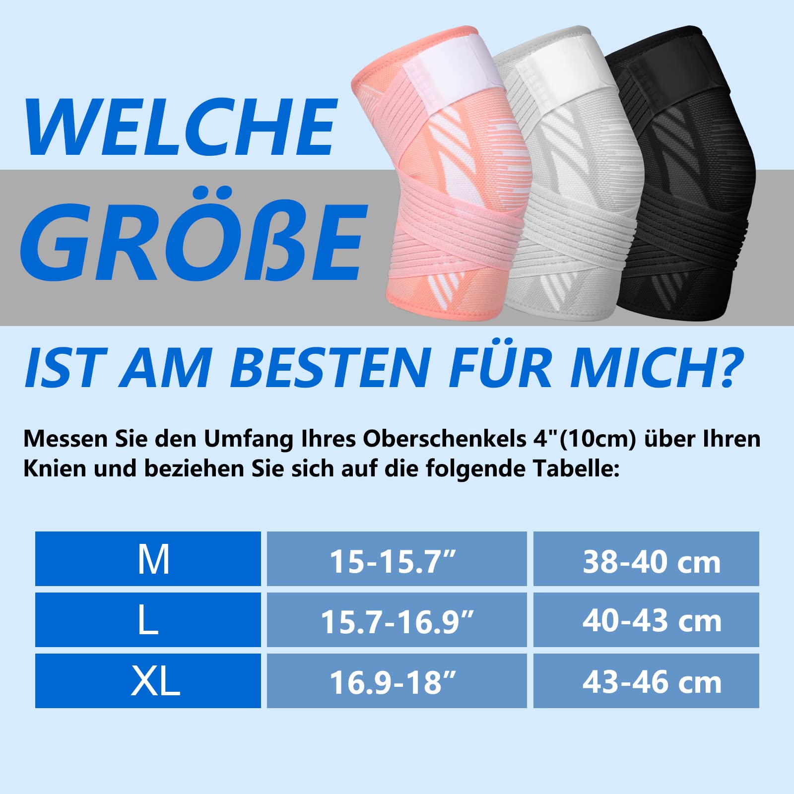 Genouillère Sport pour femmes et hommes 1 Paire Attelle Genou Bandage Élastique Réglable Genouillère de Compression pour les lésions ligamentaires, Déchirure du Ménisque, Arthrose (noir, M)