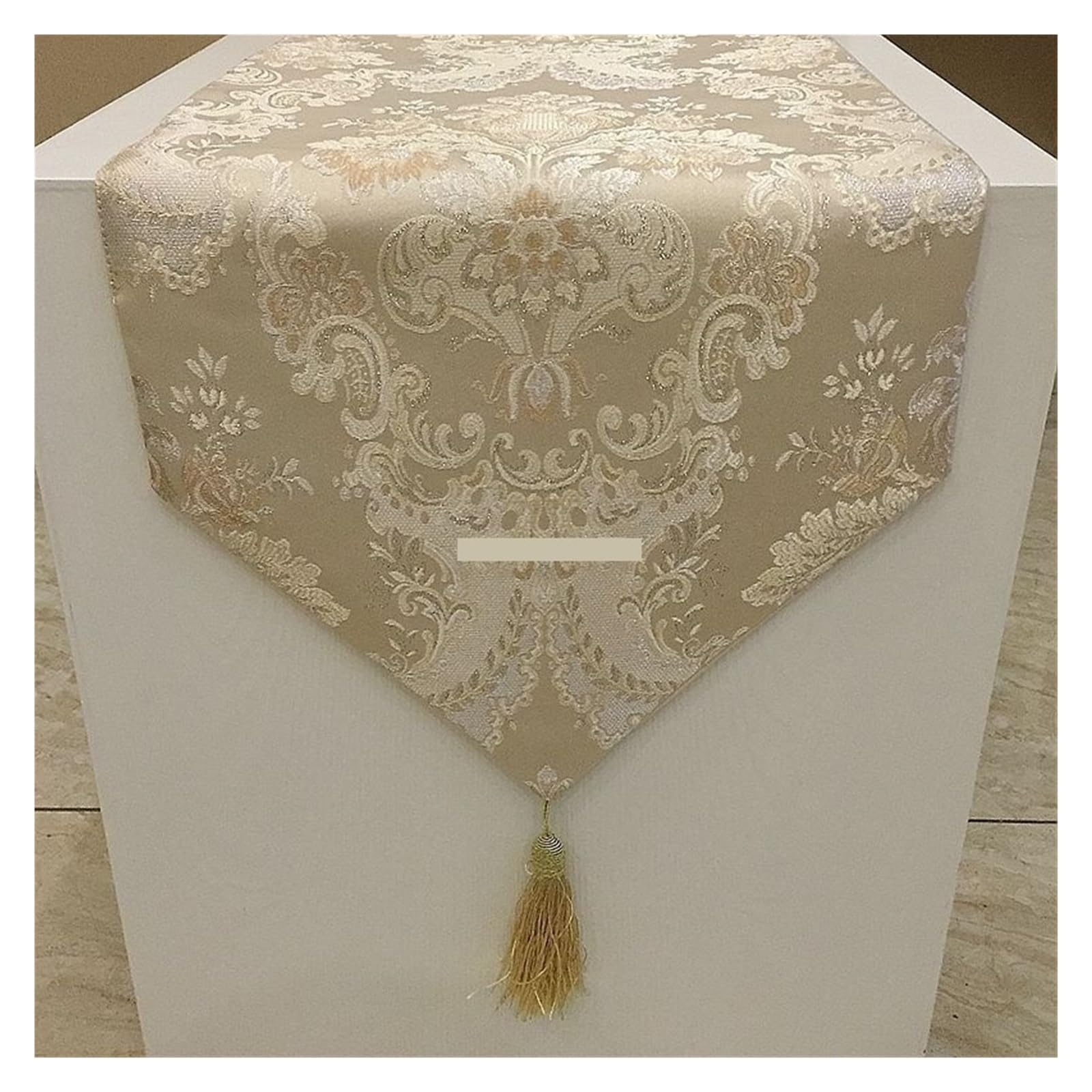 Szaro-złoty obrus żakardowy bieżnik na stół z flagą na łóżko, modne produkty do dekoracji domu(Beige,32x180cm)