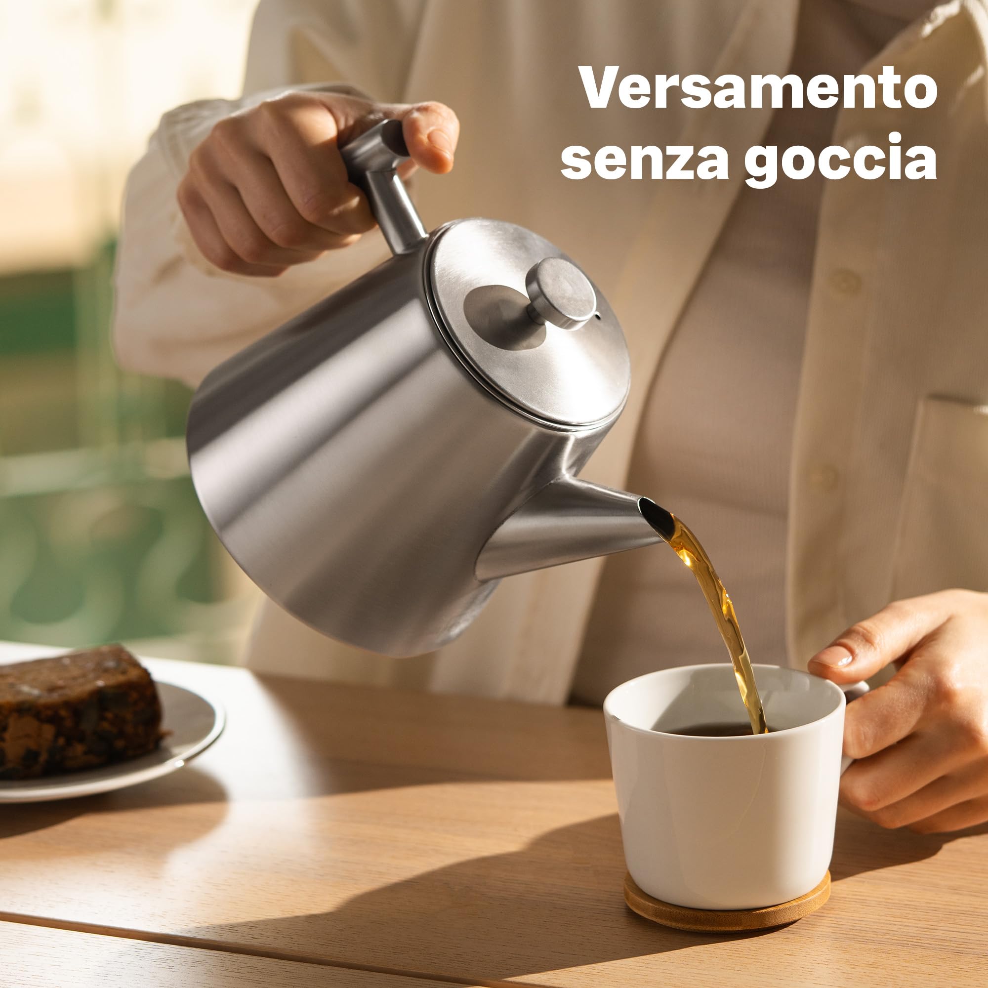 SILBERTHAL Teiera con infusore 1L - Acciaio Inox - Mantiene il tè caldo - Isolamento a doppia parete - Teapot