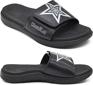 KuaiLu Herren Ledersandalen Mit Orthesen-Fußbett - Plantar Fasciitis Sandalen Mit Verstellbarem Klettverschluss