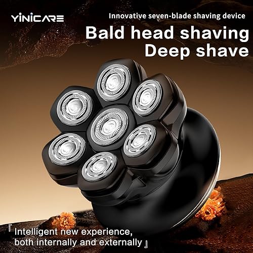 Miniatura 7 de 7D - Afeitadoras de cabeza para hombres calvos - Maquinillas de afeitar para hombre para afeitar, pantalla LED eléctrica, afeitadora de cabeza calva