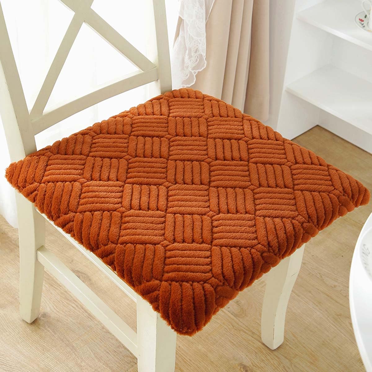Housse de chaise antidérapante lot de 4 coussins carrés avec attaches