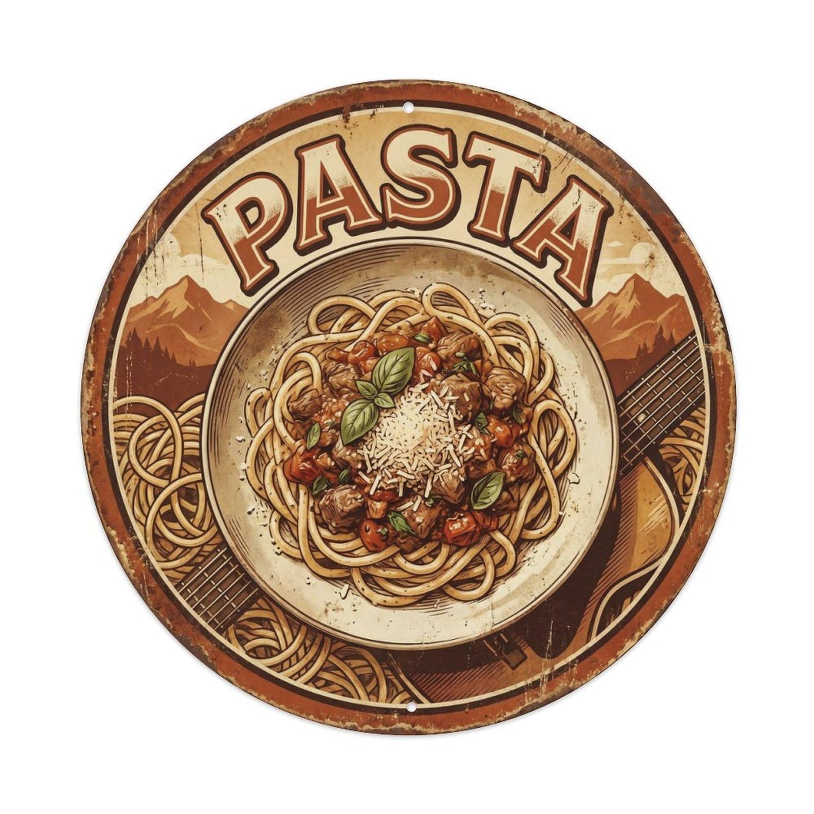 Mediterranean Cuisine Pasta European Food Retro Diner Metal Tin Sign