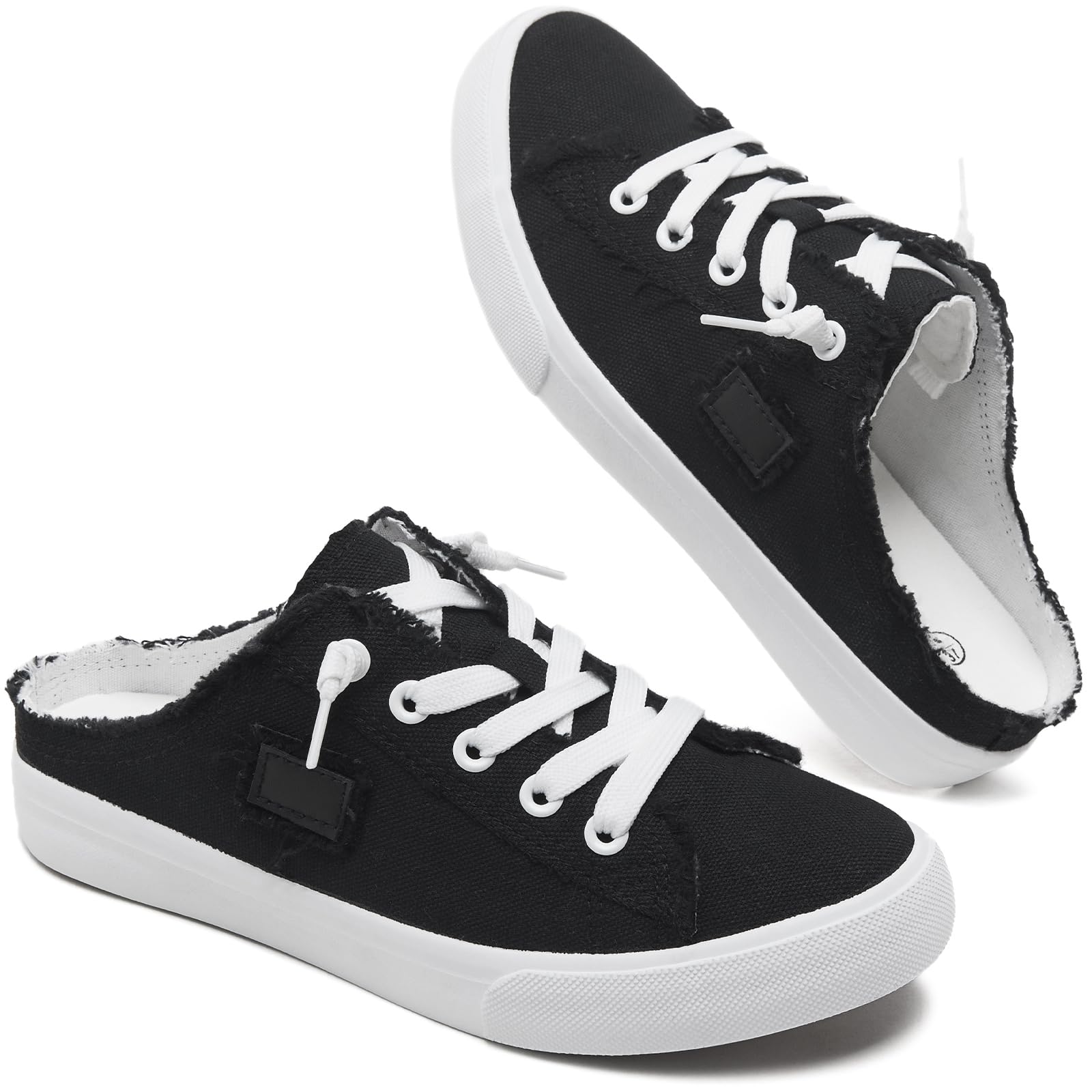 benpao Women's Slip on Sneakers Canvas Slip ons Shoes Fashion Comfortable Mules Womens Non Slip Loafers Casual Backless Shoes-picture-45
