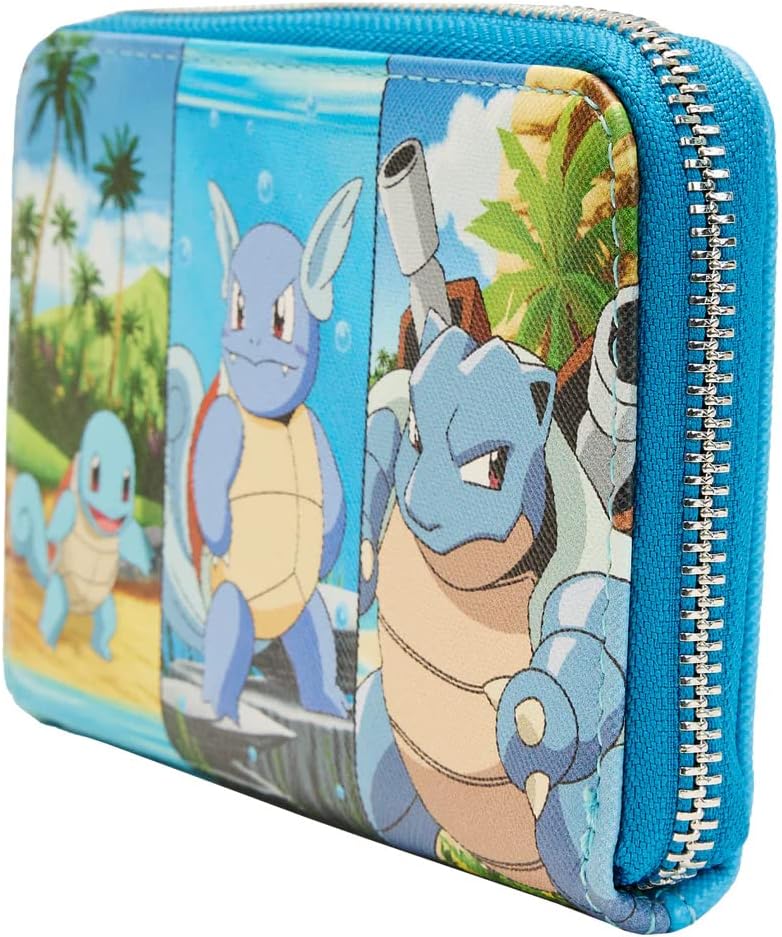 Loungefly Pokémon Squirtle Evolution Zip Around Wallet | First Gen Water Type Starter Squirtle Wartortle Blastoise