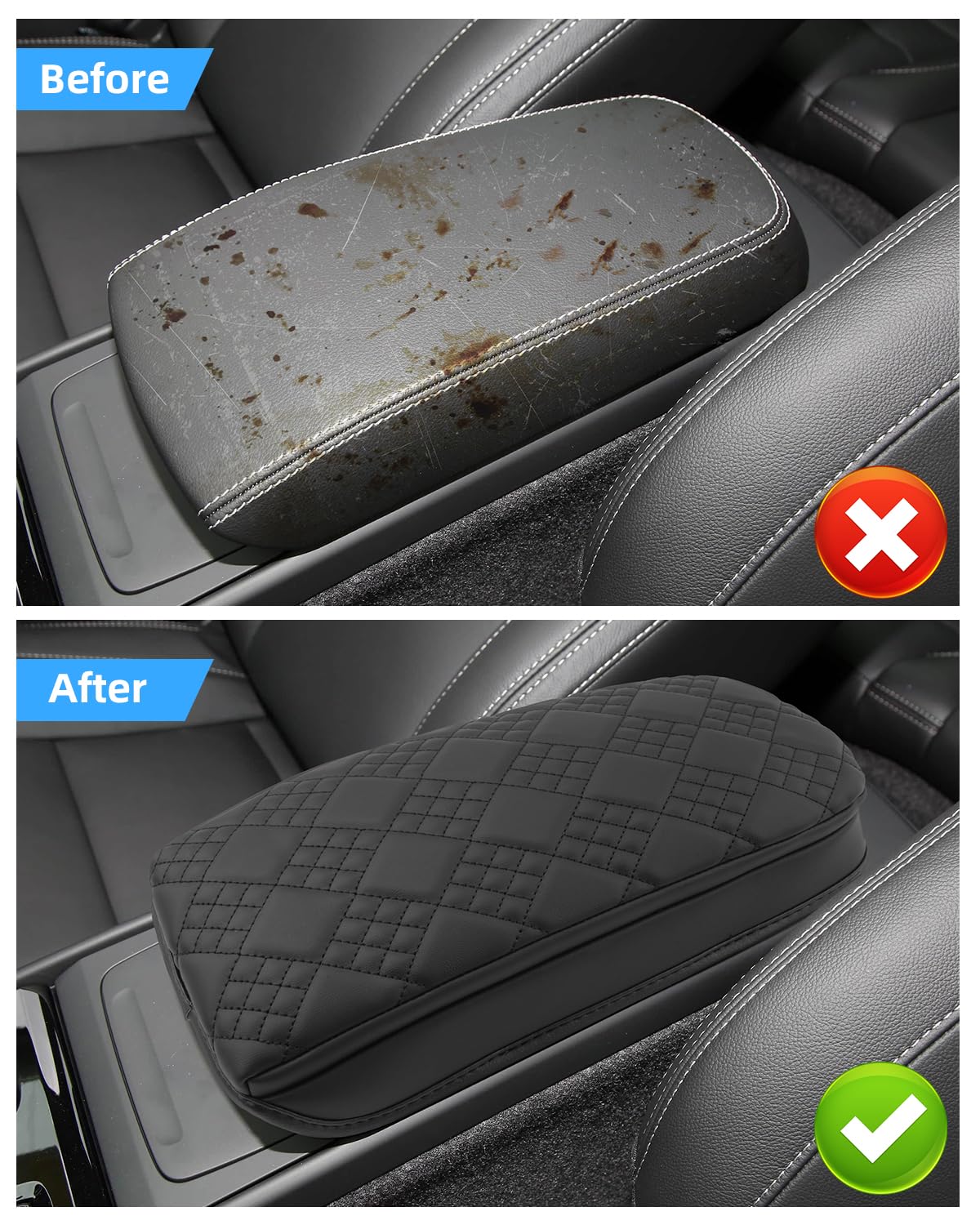 Housse d'Accoudoir Compatible avec Volvo XC40 / C40 2018-2025 | Couvre Accoudoir Console Centrale, Protection Accoudoir, Matériel Cuir PU Épaissi, Accessoires Rehausser l'Accoudoir de 3CM