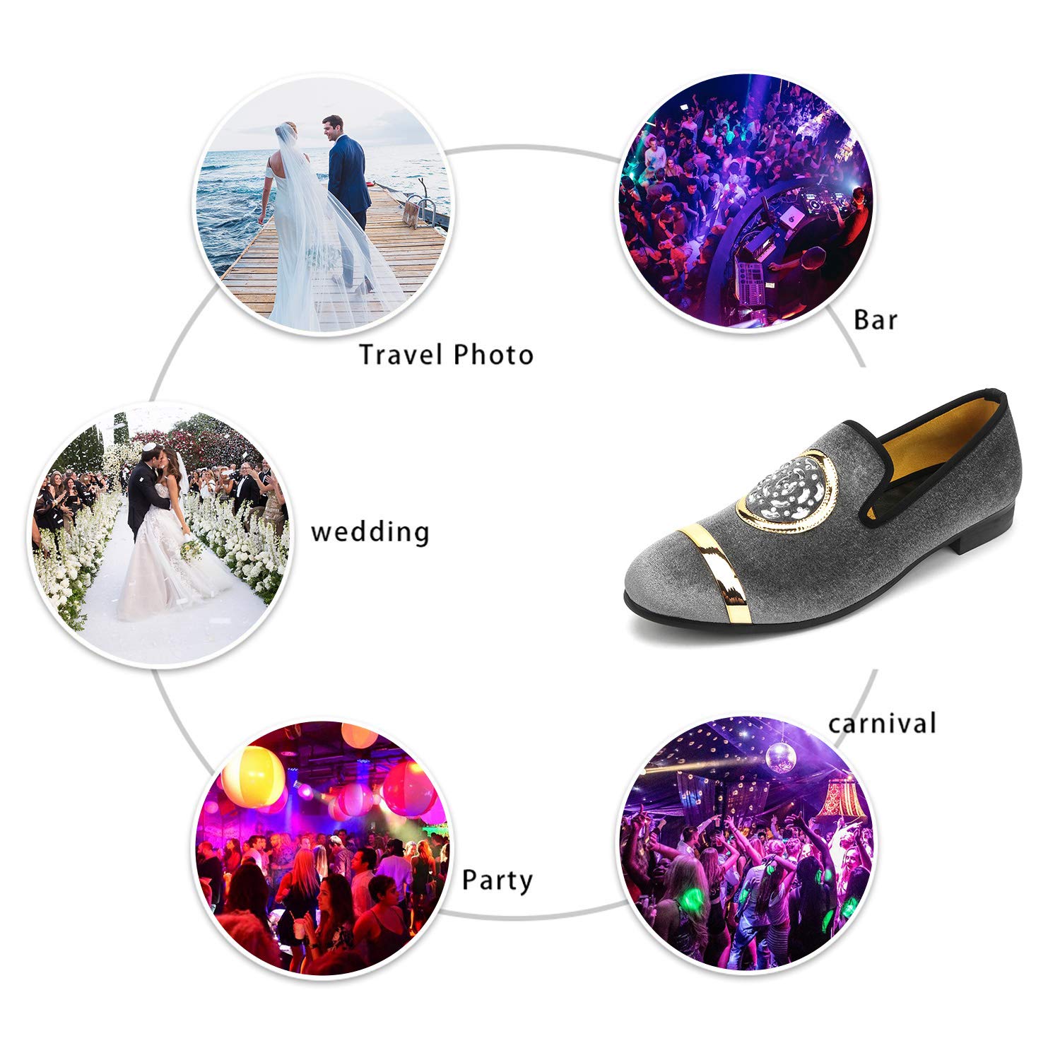 Herren-Samt-Slipper mit goldfarbener Kette, Schlupfschuhe, rauchende Hausschuhe, Penny-Schuhe für Herren