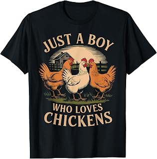 Just a Boy Who Loves Chickens Farm Life Vintage Boys Chicken T-Shirt