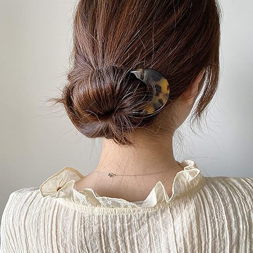 Miniatura 7 de Benefree - Juego de 2 horquillas de pelo en forma de U de acetato de celulosa estilo francés, 2 puntas, para mujeres y niñas, accesorios de peinado