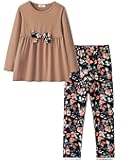 Girls Clothing Set 2 Pcs Floral Soft Crewneck Long Sleeve Top+Leggings Loose Outfits With Bowknot