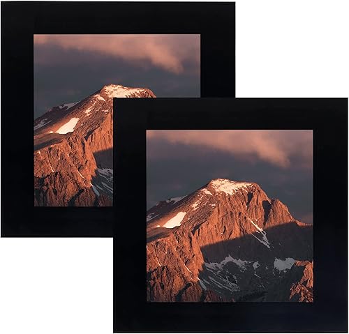 LEKAIYA Juego de 2 marcos de fotos negros de 4 x 4, marco cuadrado de madera maciza para montaje en mesa o pared