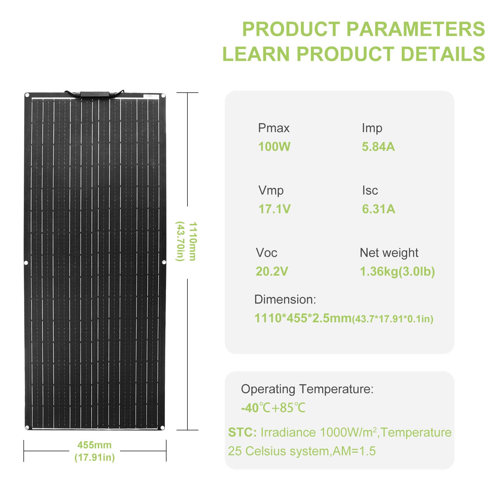 Pannello solare flessibile 200W 12V | altamente efficienti | ultra-sottile | leggero e impermeabile, adattoCaricatore solare impermeabile per camper, barche, case
