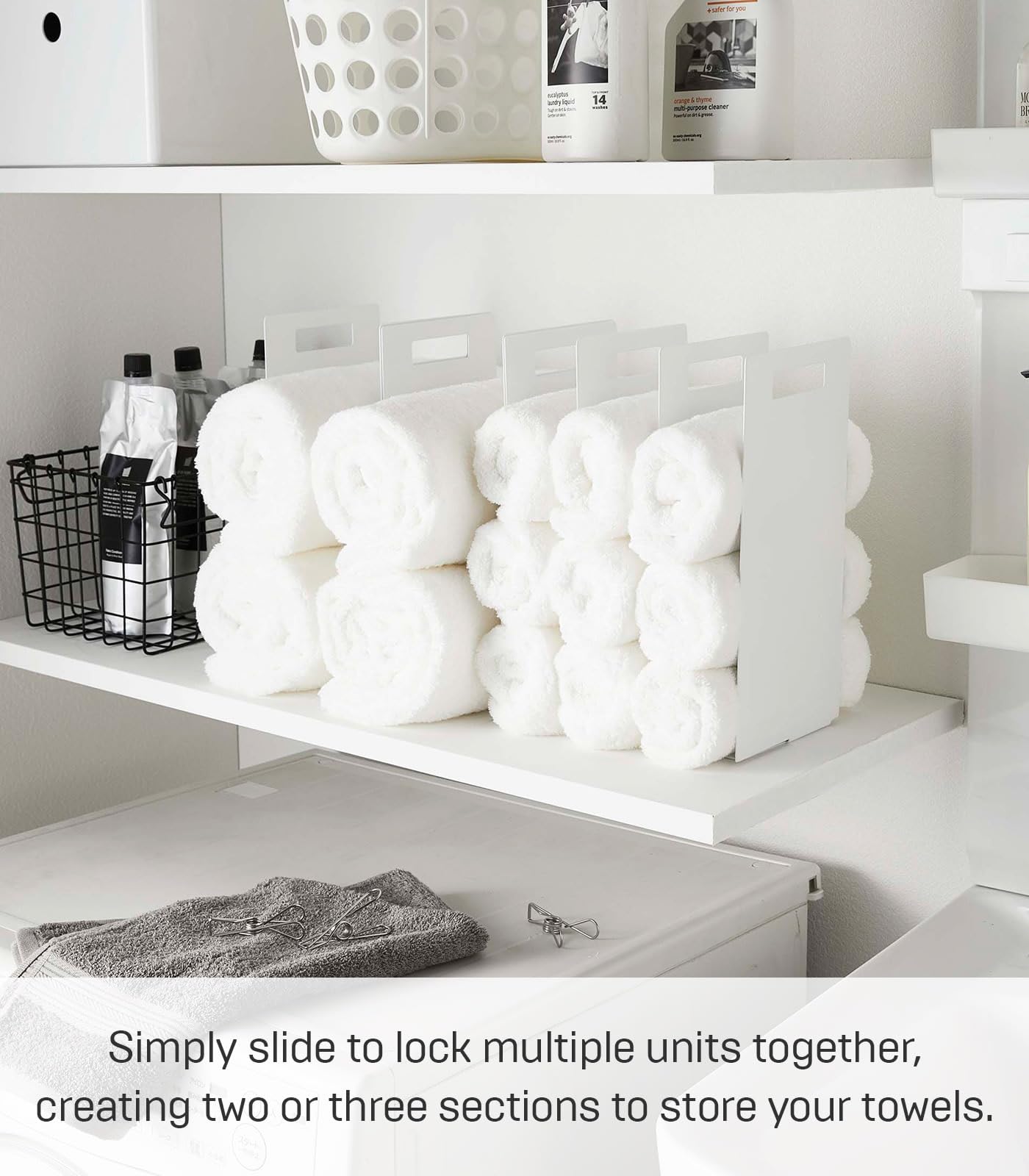 Yamazaki 4316 TOWER Towel Organizers (Set of 2), white, Steel, 14.5 x 14.5 x 30 cm