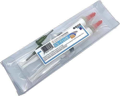 Miniatura 3 de CS-Flux 0.35 oz (2x5g) Flujo líquido libre de halógenos de baja viscosidad para reprocesamiento de componentes BGA, reflujo ideal para reparaciones