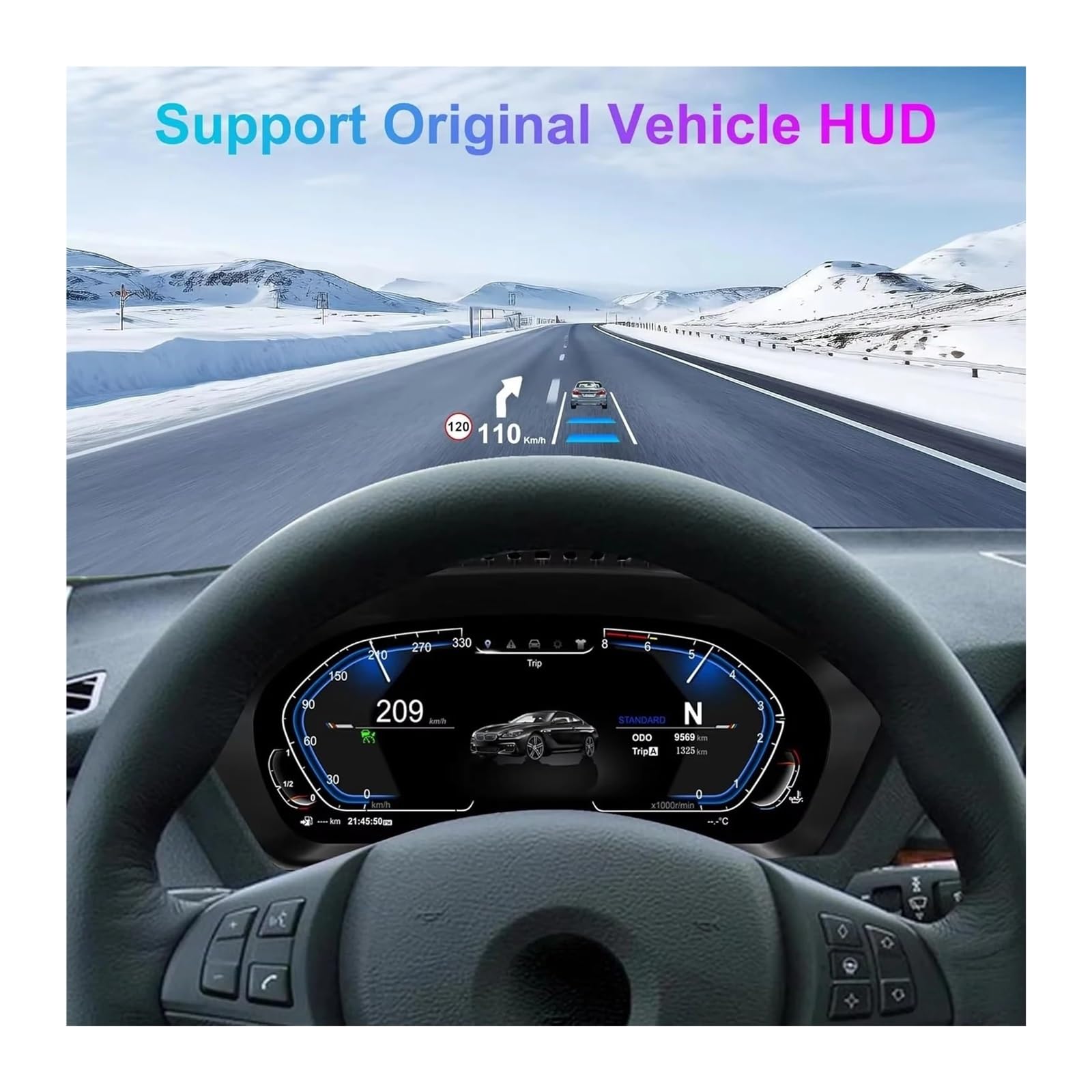 Cruscotto digitale da 12,3" compatibile con contachilometri, tachimetro e cruscotto BMW X5 E70 X6 E71 2006-2013 Plug-and-Play
