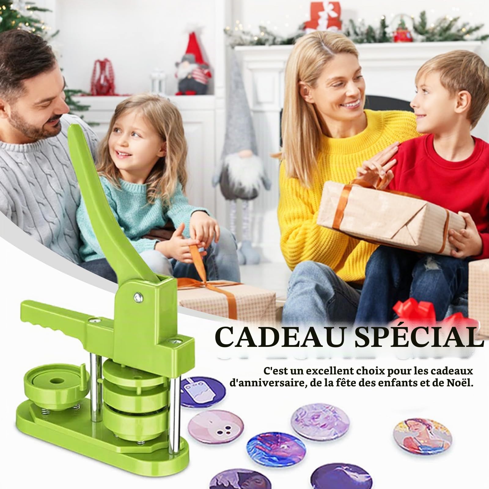Fabricant De Badges, Mise à Niveau Du Bouton Rotatif Presse Badge Maker DIY Boutons 37 Mm Revers Machine Badge Maker Machine Kit Avec 417 Pièces Bouton Pièces Cercle Cutter Porte-Clés
