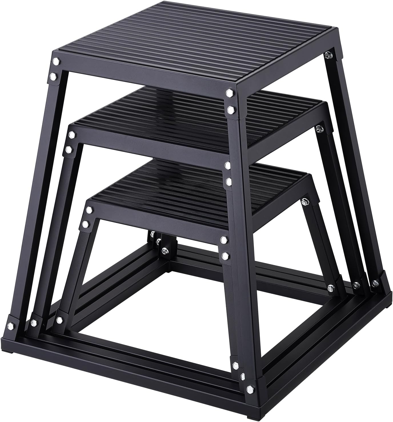 Plyometric Jump Box, 18 Inch Plyo Box, Steel Plyometric Platform and Jumping Agility Box, Anti-Slip Fitness Exercise Step Up Box for Home Gym Training, Conditioning Strength Training