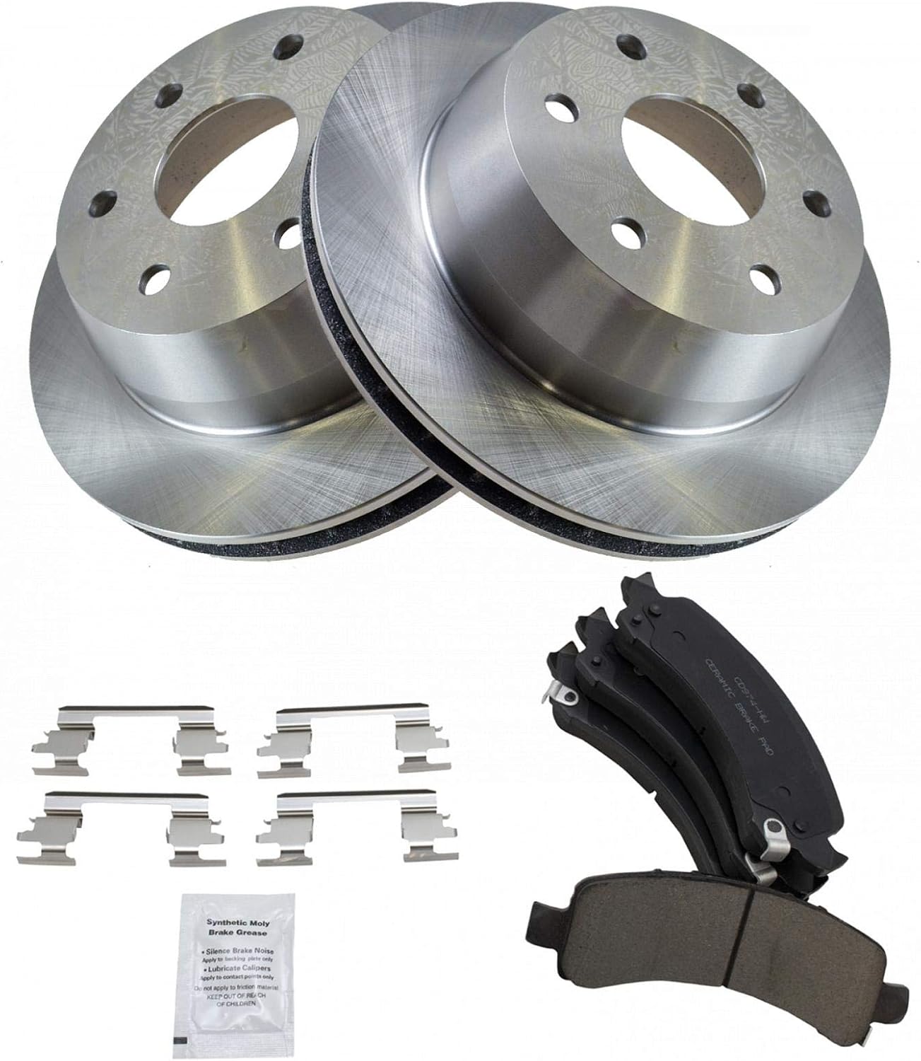 TRQ Rear Premium Posi Ceramic Disc Brake Pad & Rotor Kit Set for GM Van Truck