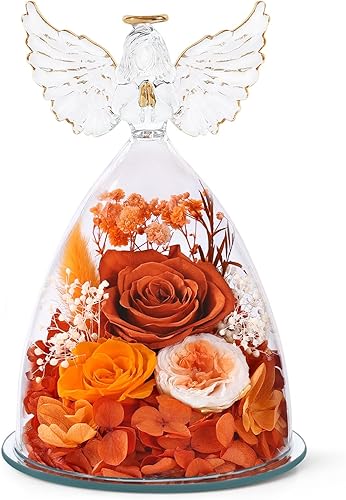 Miniatura 10 de FIACO Regalos para mamá y mujer, rosa preservada de cumpleaños, figura de ángel en cristal, flor fresca para el parto, flores para el día