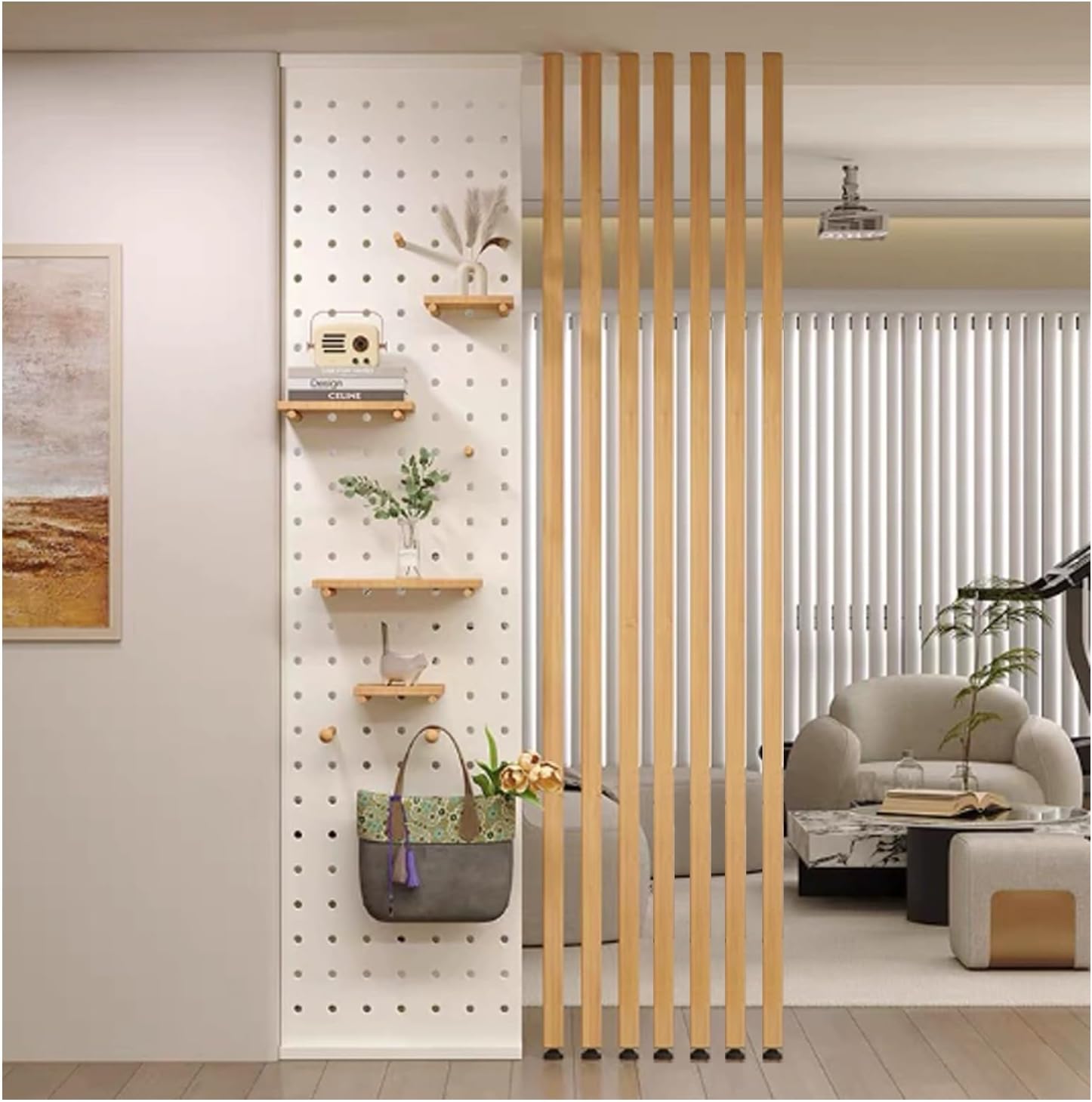 Partition Screen Column Floor to Ceiling partition Post ，Wall Room Divider, Privacy Screens， Living Room Hall Entrance Restaurant Office Hollow Decor Column.(12root,130cm/51.1in/4.26ft)