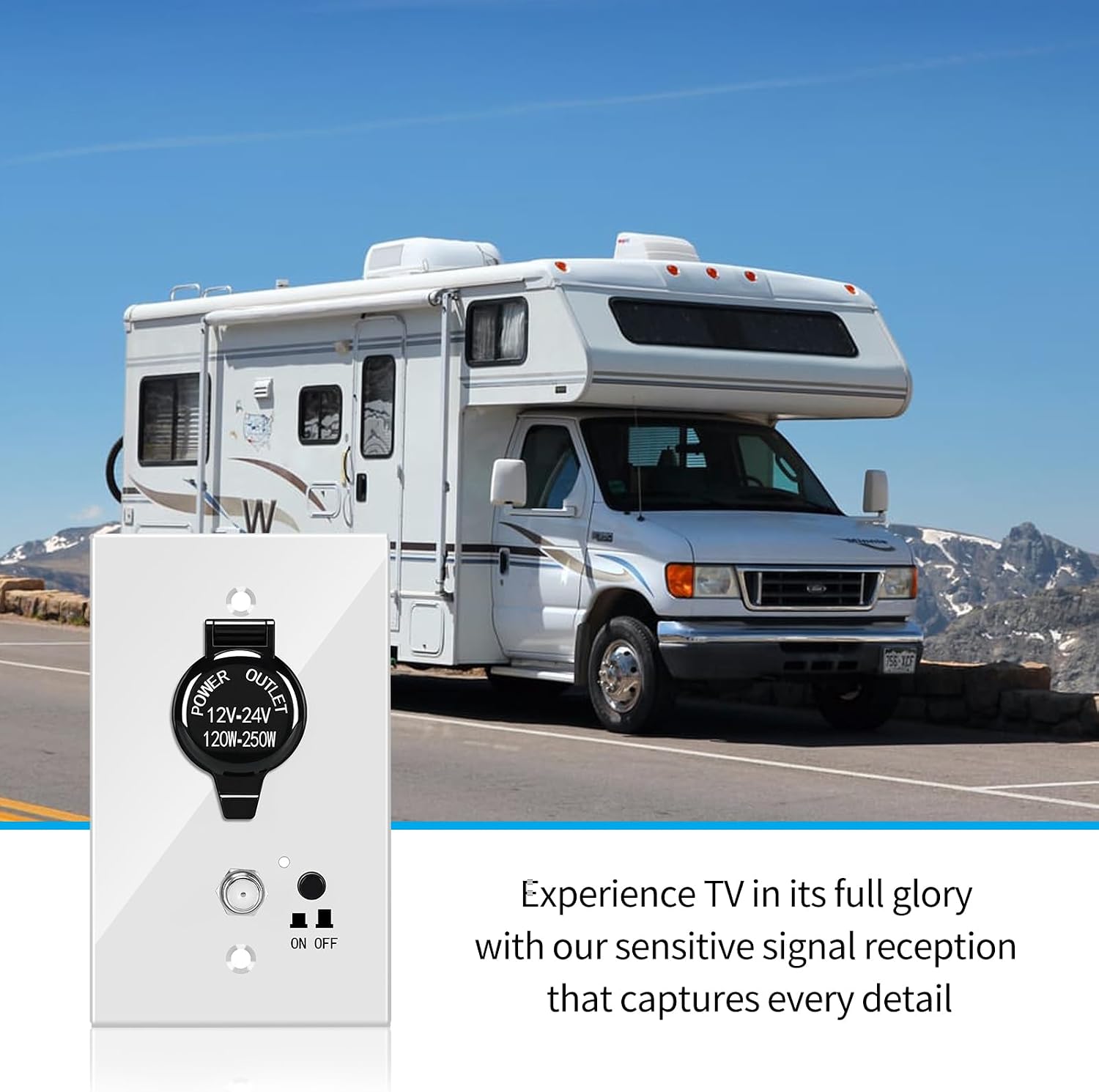 RV TV Antenna Panel, Briidea Motorhome TV Antenna Control Panel with a Cigarette Lighter Socket, Dual Separator for The Second TV, Sensitive Signal Reception