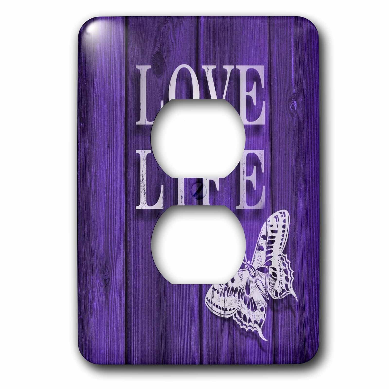 Plaque de prise Love Life et papillon violet pour une ambiance sereine