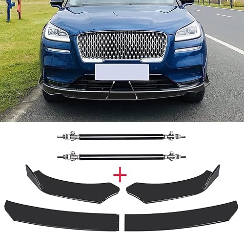 Miniatura 2 de Alerón divisor de labio de parachoques delantero negro + varillas de puntal compatibles con Dodge Charger RT SXT SRT 2012-2022