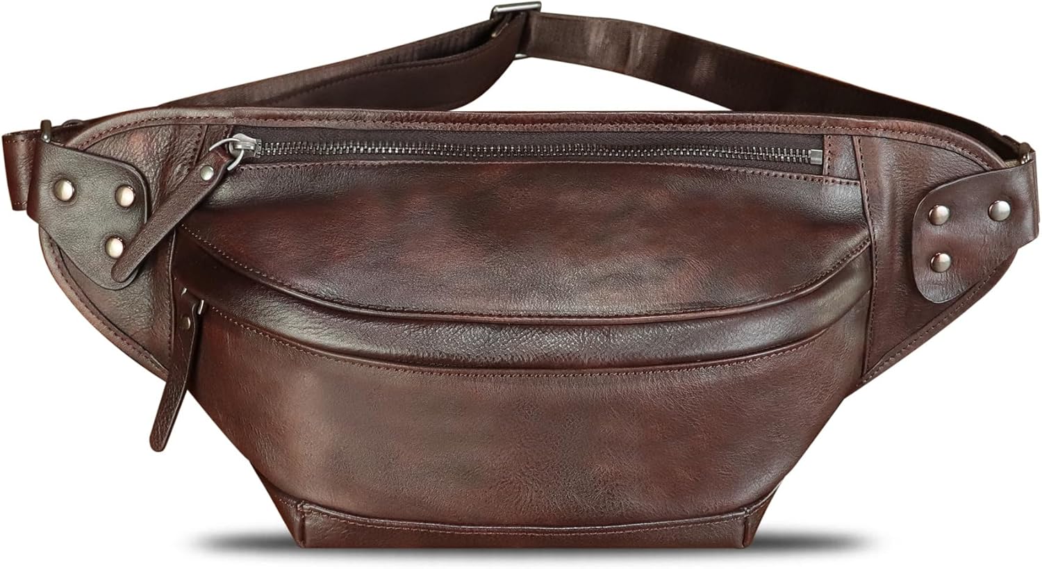 Genuine Leather Fanny Packs for Men and Women Hip Waist Bag Real Leather Fanny Sling Bag Crossbody Chest Purse (Coffee) - Image 2