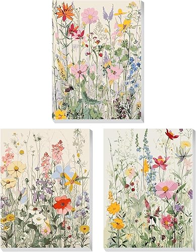 Kit de pintura por números para adultos con marco de madera, kit de pintura por números de flores silvestres para adultos, kit de pintura acrílica