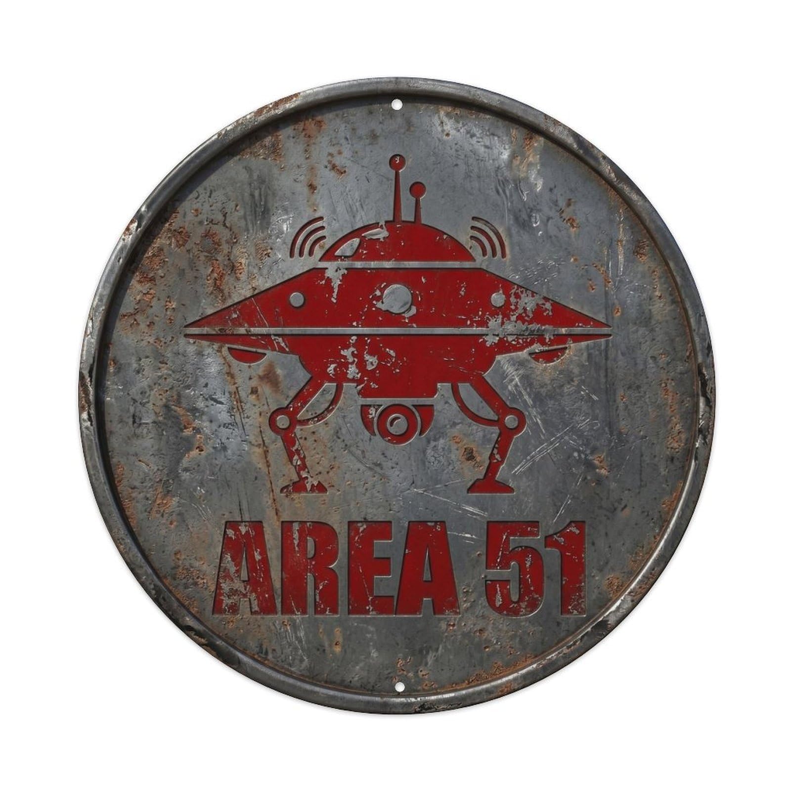 Cwbufd Vintage Style Alien Area 51 Alien Drone Vintage Metal Tin Sign Plaque Wall Decor For Cafe, Club Bar, Office, Garden Metal Poster 8X8inch