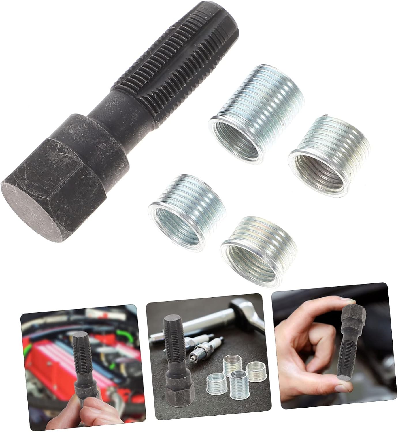 Thread Repair Kit for Spark Plug Inserts Tool for Restoring Damaged Threads Cast and Suitable for Automotive Applications Random
