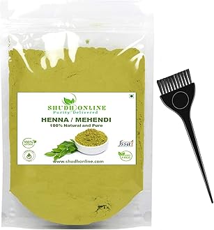 Shudh Online Henna Powder for Hair Colour, Mehandi Powder (200 Grams) Natural Mehndi for Grey Hair Care (Cassia Obovata), Bright Herbal Fresh Hena for Brown, Black Hair Growth