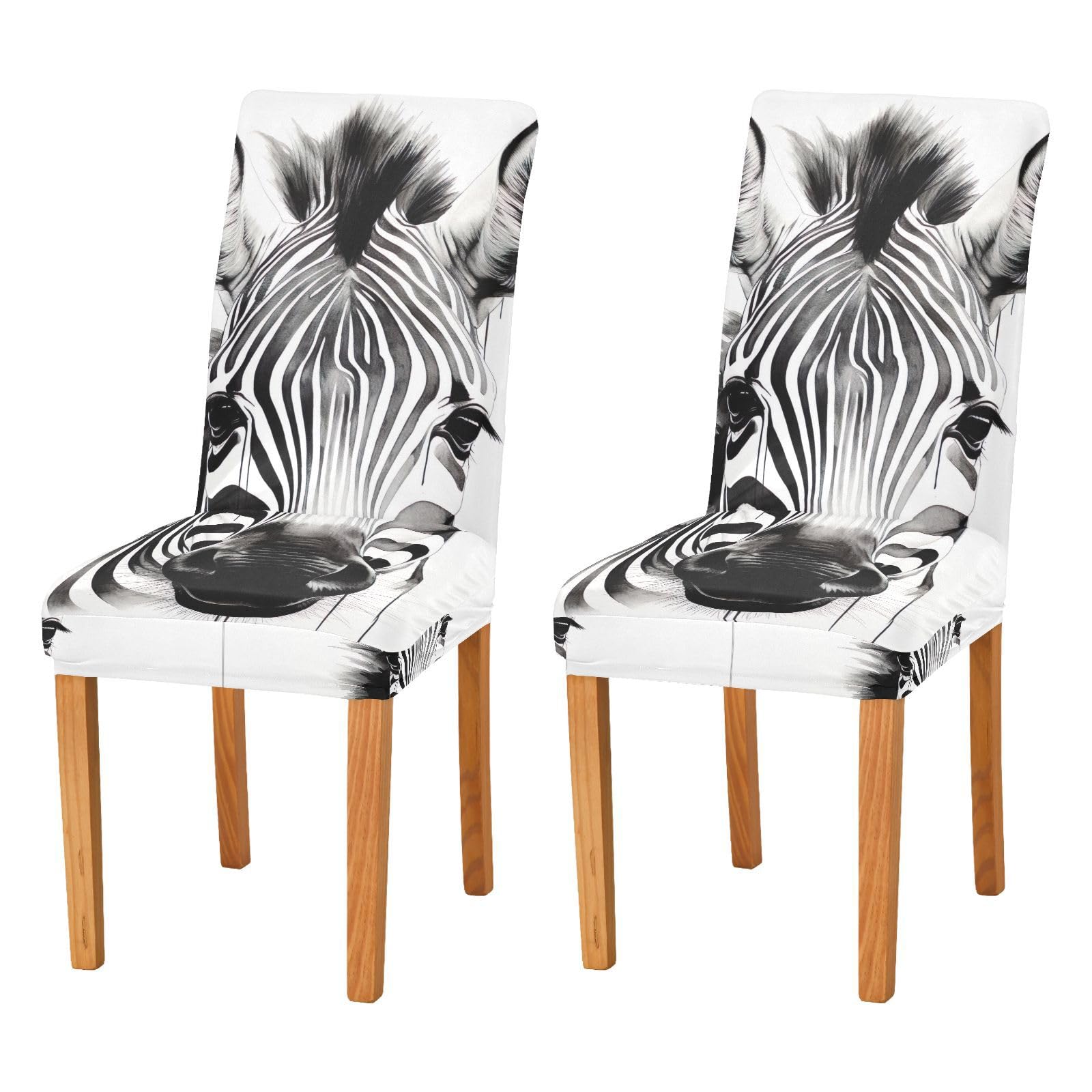 xigua Black and White Zebras Chair Cover Slipcover Chair Cover Washable Softness for 2/4 PCS Elastic Installation Chair Protector for Holiday Party Dinner,BBQ,Hotel434