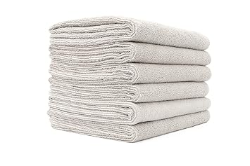 The Rag Company - Spa & Yoga Towel - Gym, Exercise, Fitness, Sport, Ultra Soft, Super Absorbent, Fast Drying Premium Microfiber, 320gsm, 16in x 27in, Ice Grey (6-Pack)