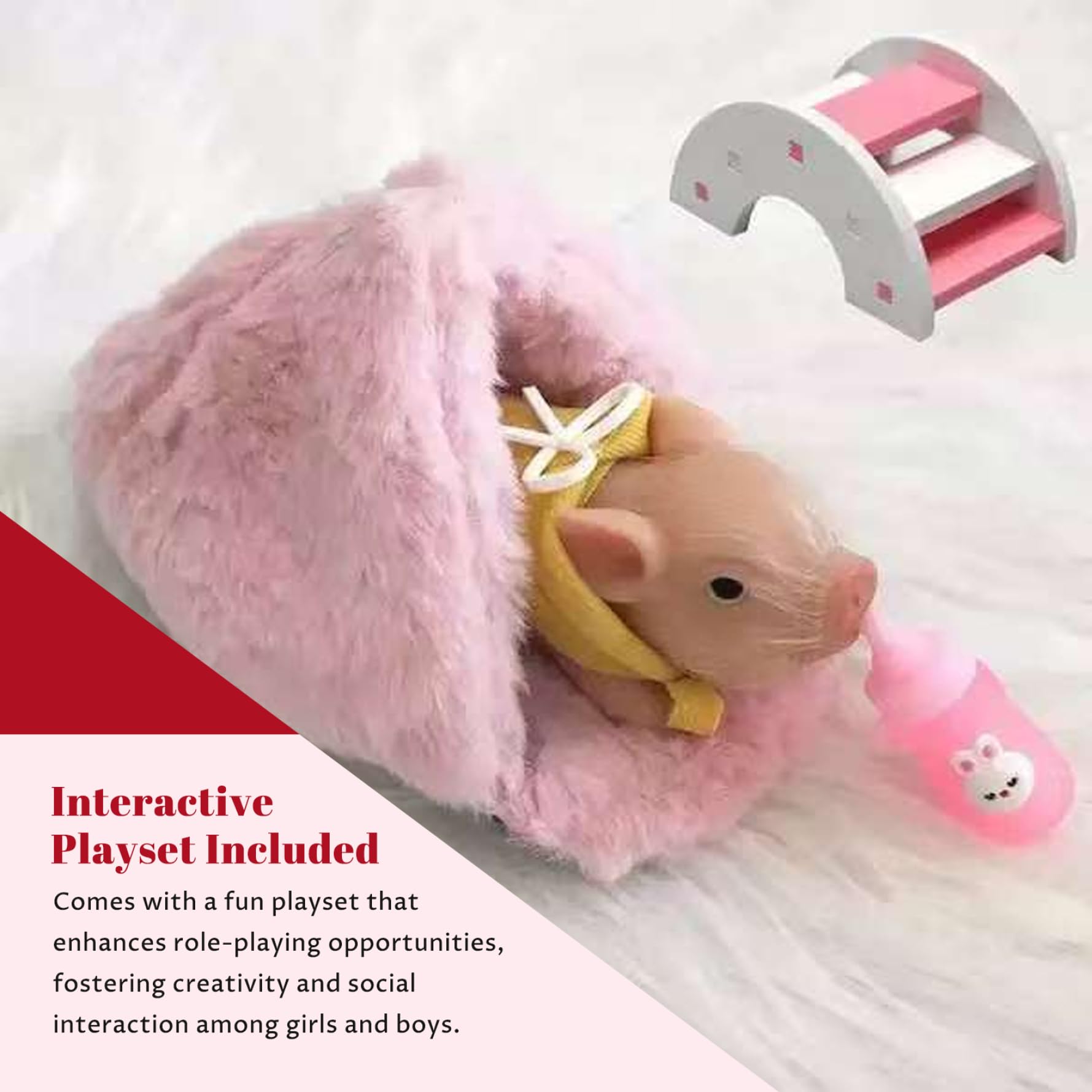 Juguete de cerdo de silicona, figura de animal de cerdito realista de 5 pulgadas con juego, juguete de animal de granja de simulación suave para niños, niños pequeños, niñas, juego educativo de