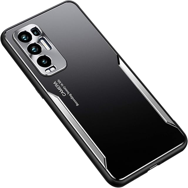 ESTH® Case for Oppo Find X3 Neo [Heavy Duty] Armor Aluminum Metal Shockproof Bumper Case, Soft Silicone Military Hybrid Hard Cover for Oppo Find X3 Neo, Silver